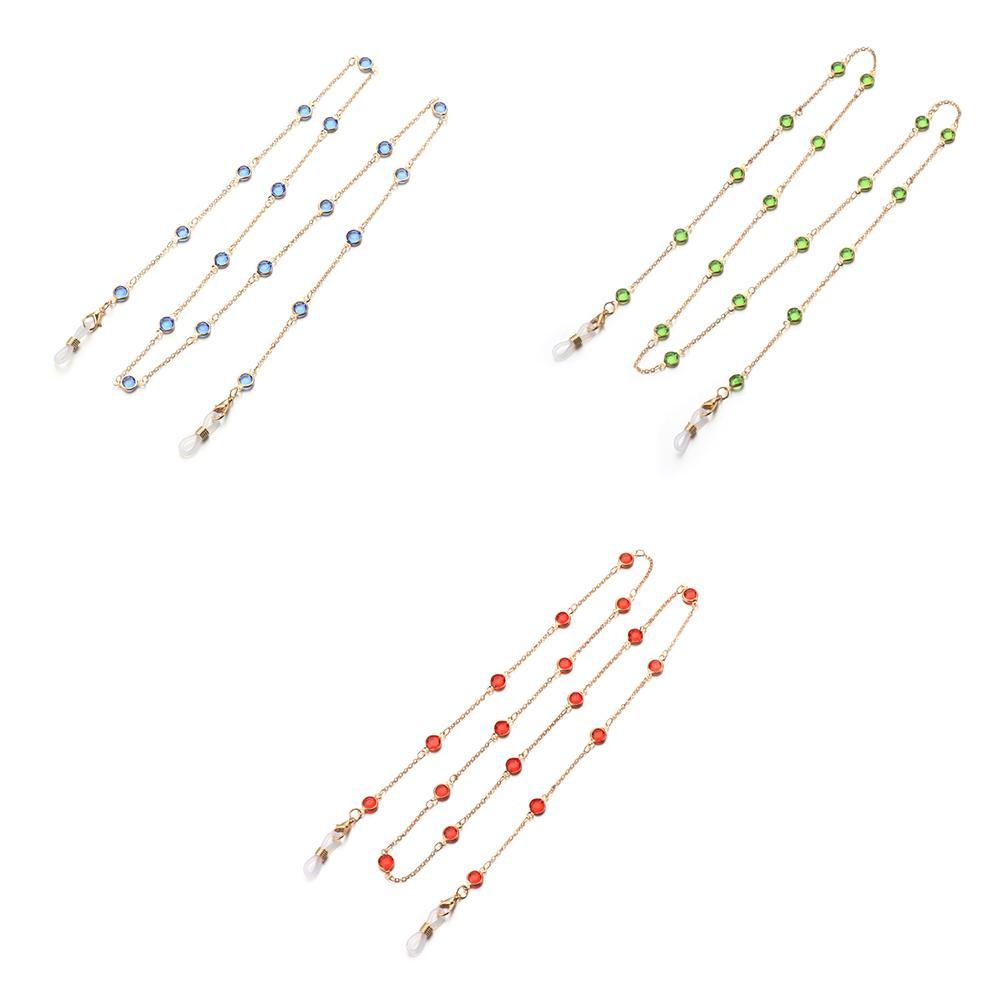 R-FLOWER Rantai Kacamata Aksesoris Fashion Aksesoris Memakai Mata Rantai Logam Kristal Non-slip