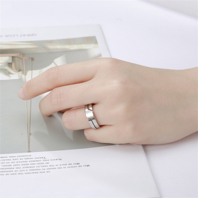 Fashion Simple Stainless Steel Hollow Lines Couple Rings for Men Women