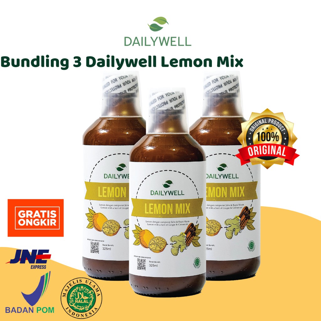 

Dailywell Bundling 3 Dailywell Lemon Mix [ jamu herbal untuk immune booster slimming detox]