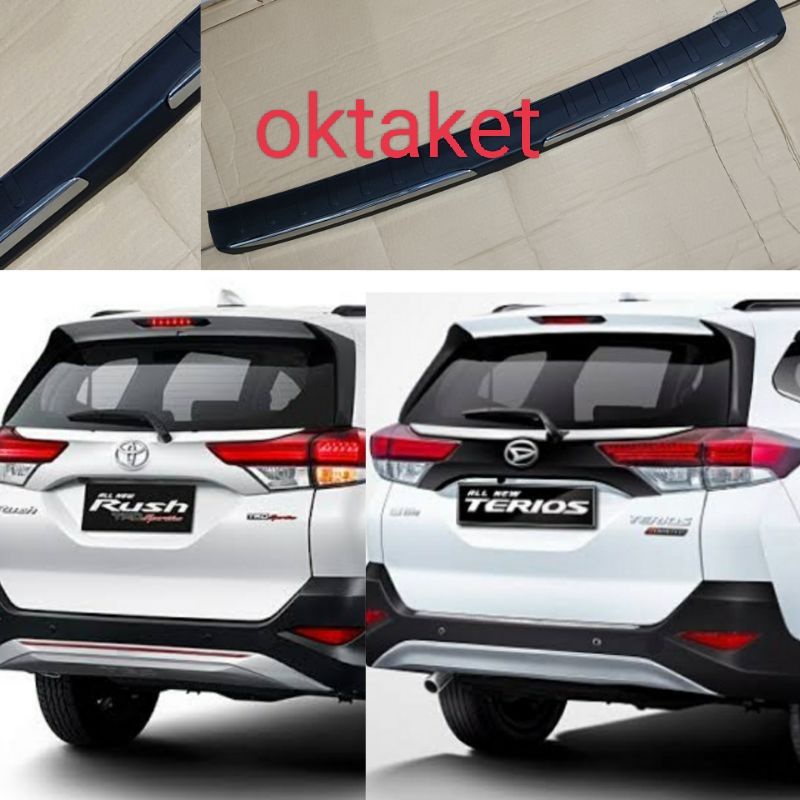 sillplate belakang all new Rush Terios 2018-2022 hitam list chrome