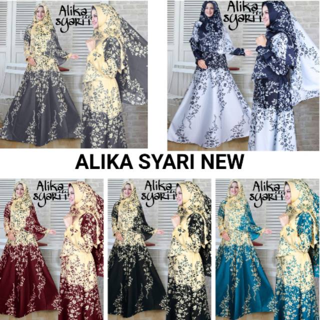 GAMIS ALIKA SYARI NEW + DAPAT JILBAB - BUSANA MUSLIM I FASHION MUSLIM I DRESS MUSLIM I BAJU GAMIS