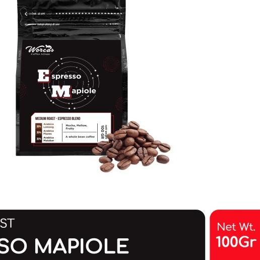 

♥ WORCAS Mapiole Espresso Blend 100 Gram - Medium Roast - KOPI BIJI ☝