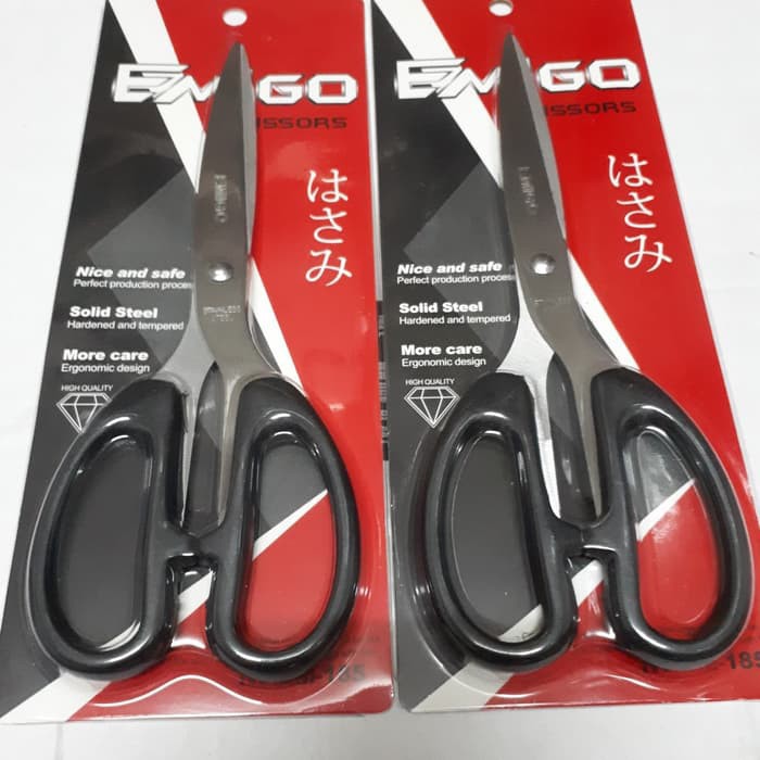 Vinztstore - Gunting Emigo Hitam Alat Potong Gunting Kain Kertas Emigo Sedang Kecil Stainless murah