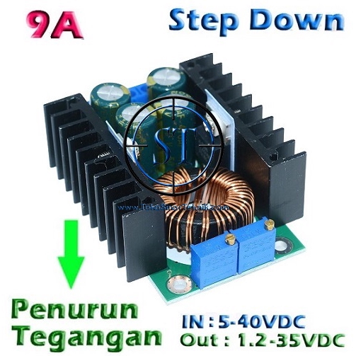 Step Down 9A 300W 5-40v to 1.2-35v DC CC CV Buck Penurun Tegangan Volt