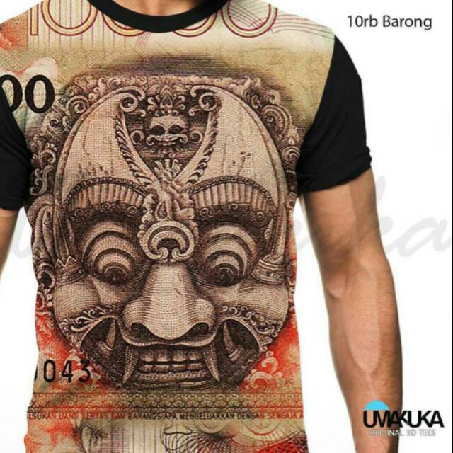 KAOS 3D MOTIF UANG KUNO 10rb BARONG.