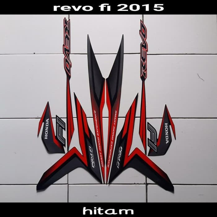 striping stiker motor revo fi 2015 full hitam merah strip list decal striping