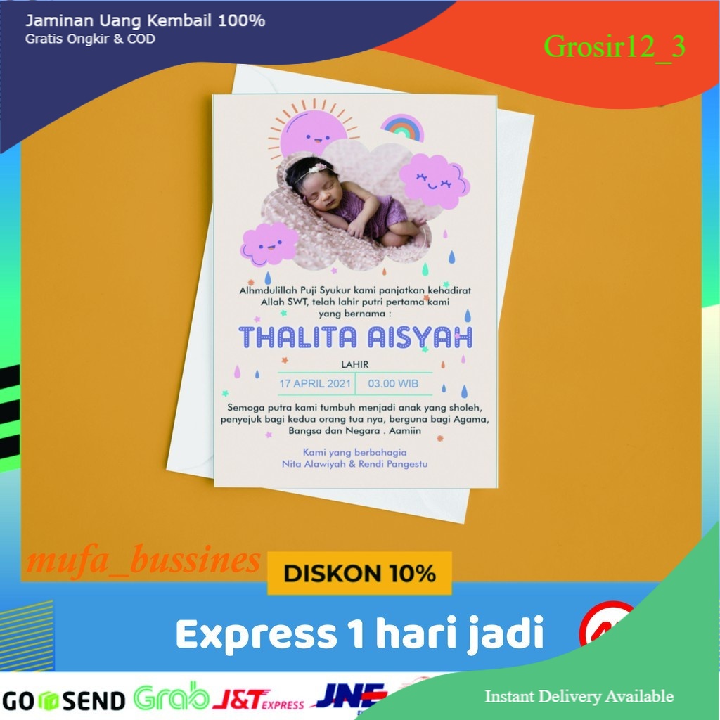 Stiker Tasyakuran Aqiqah / Stiker Tasyakuran Kelahiran / Stiker Aqiqah Bayi / Stiker Aqiqah / Kartu 