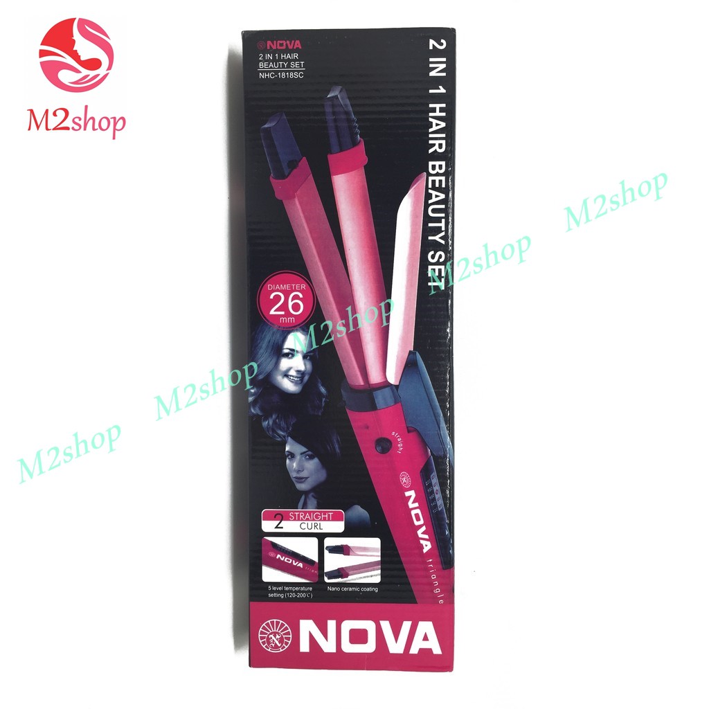 catok rambut nova 2 in 1 ( curl &amp; straight ) nhc-1818sc