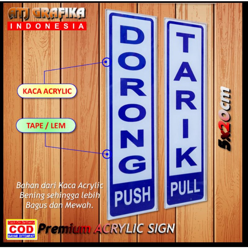 

Original Premium Acrylic sign Dorong Tarik papan akrilik pintu kaca toko kantor rumah dll