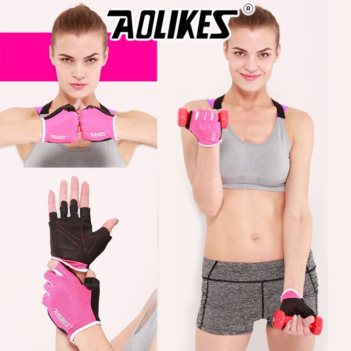 1 Pasang AOLIKES 104 Sarung Tangan Fitness Gloves Gym Gloves Weightlifting Cycling Gloves Olahraga