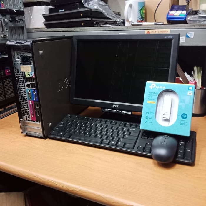 Paket cpu lengkap Komputer set Bekas Branded DELL/ CORE 2 DUO/2GB/160GB/ LCD 19&quot;WIDE paket  full set siap pakei wins 7 pro