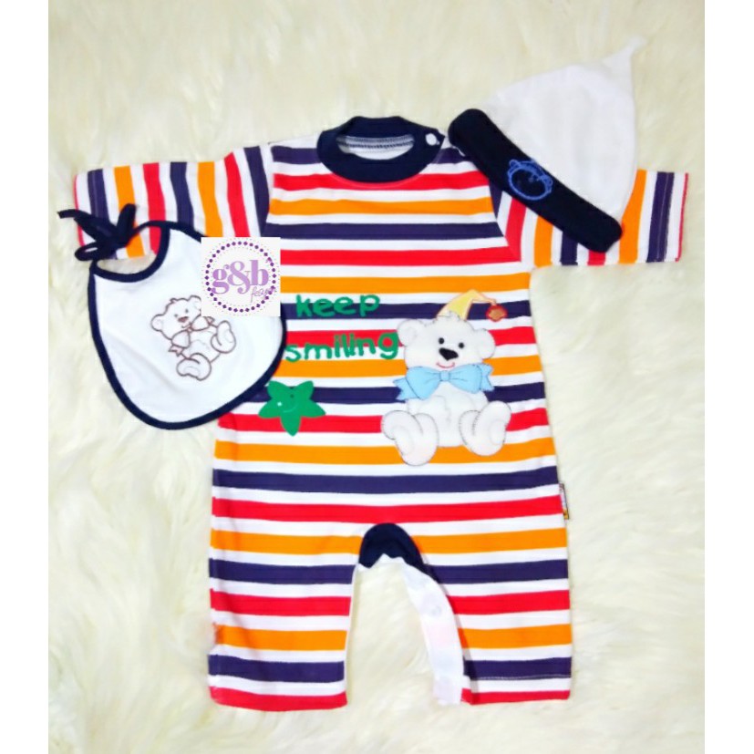 0-6 Bulan Jumper / Jumpsuit Bayi Set Keep Smiling