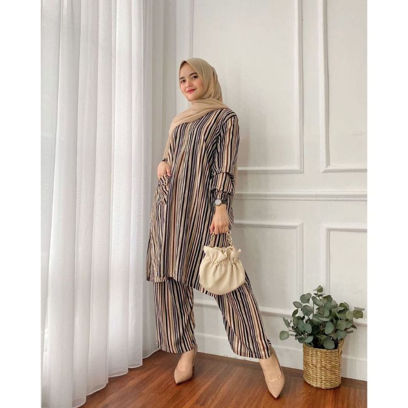 One set Rayon Premium Setelan Piyama Motif Terbaru-Luris Longset