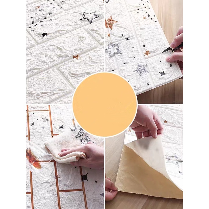 HL0202 Wallpaper Dinding 3D Foam Interior Motif Bintang Love Sticker S1119