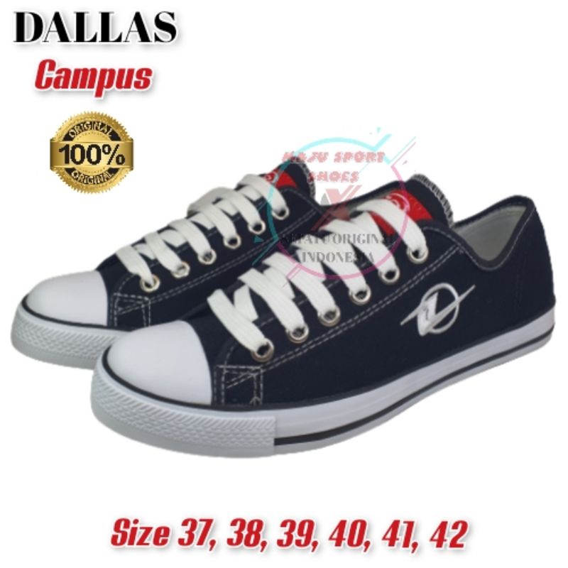 DALLAS CAMPUS - SEPATU SEKOLAH HITAM PUTIH PENDEK TINGGI PRIA DAN WANITA / SEPATU CASUAL SANTAI