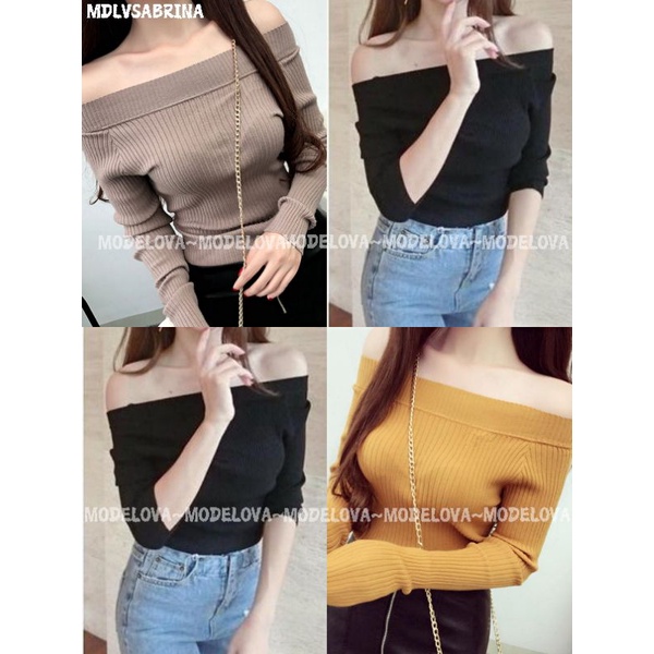 MDLV ~ BAJU RAJUT SABRINA // SABRINA RAJUT LENGAN PANJANG // FASHION WANITA