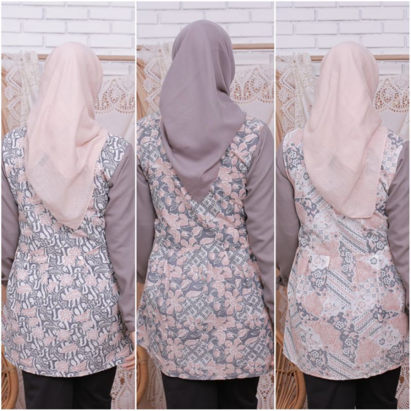 tey-17 Batik wanita ASJ SA HRB026 Kenongo Kemeja Tosca Pendek-BKIL-BATIK KANTHIL-1