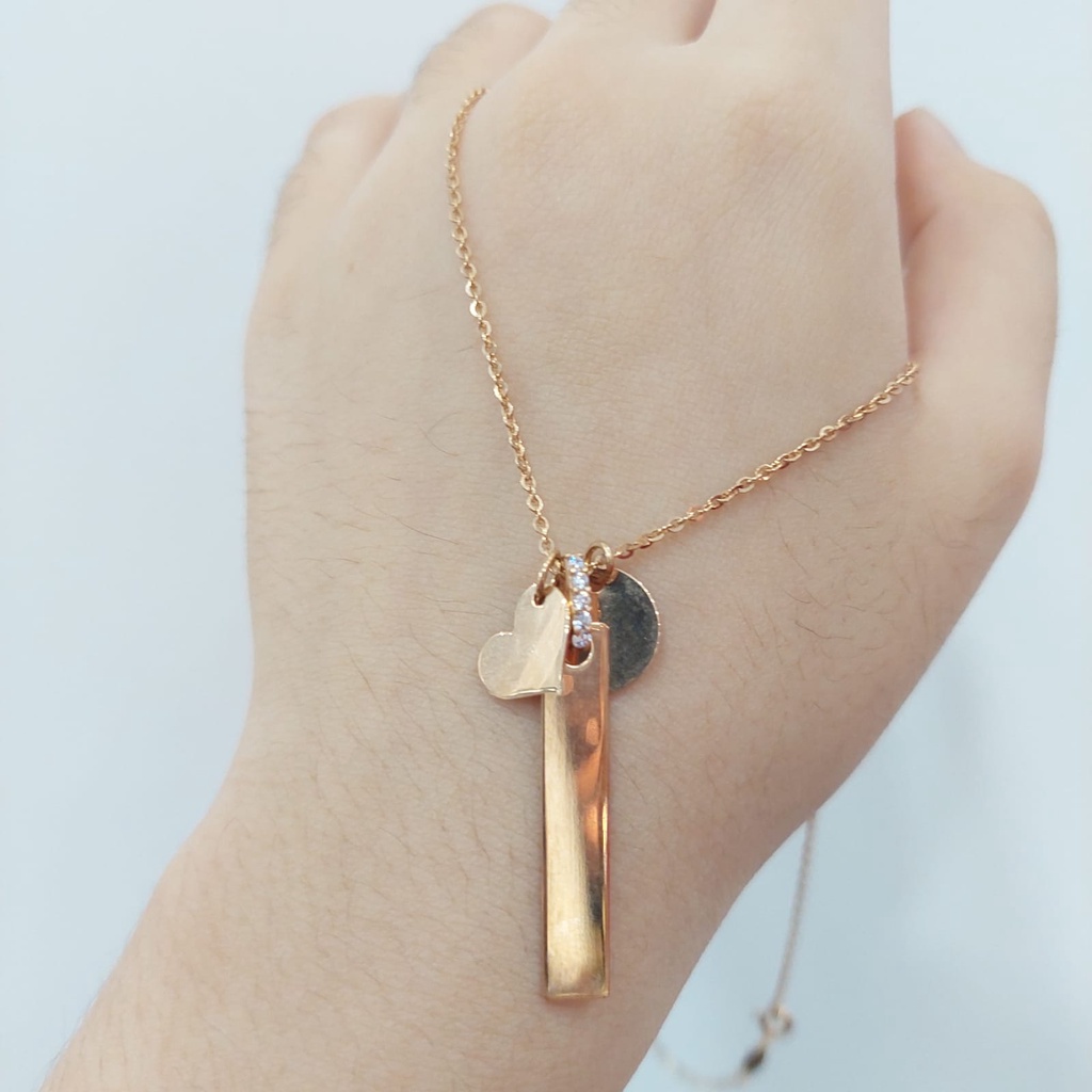 Kalung aurel emas asli UBS love lingkaran persegi panjang cantik kekinian simple unik