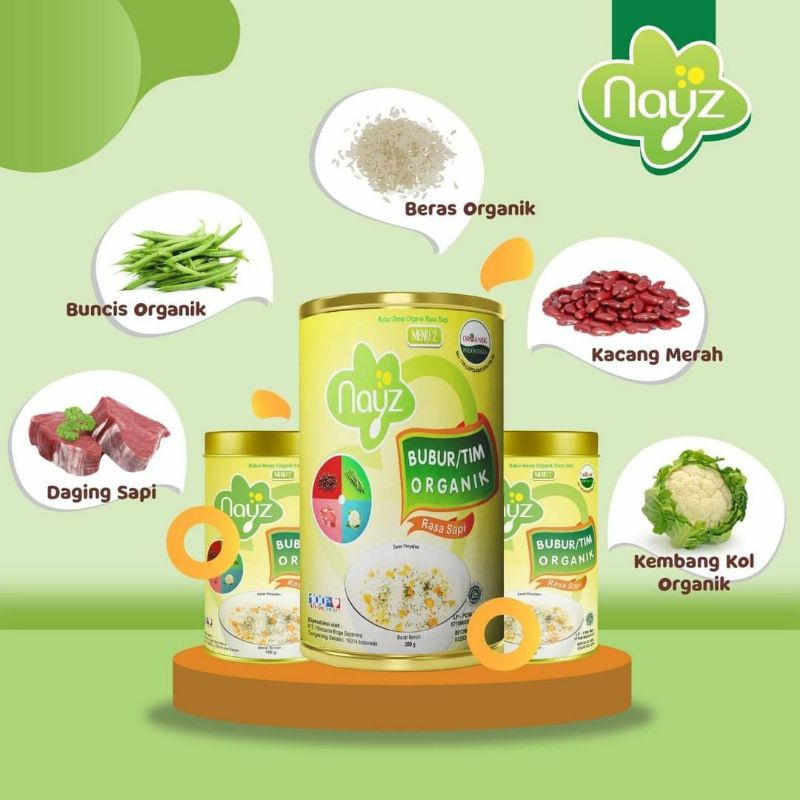 NAYZ Bubur Bayi Organik Can 300gr | Bubur Beras/ Tim Non Instant