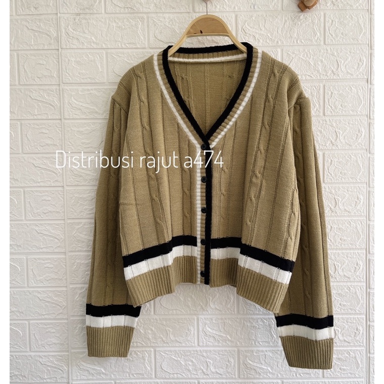 CARDIGAN   RAJUT SYAKIRA MOTIF CABLE AND KANCING PREMIUM