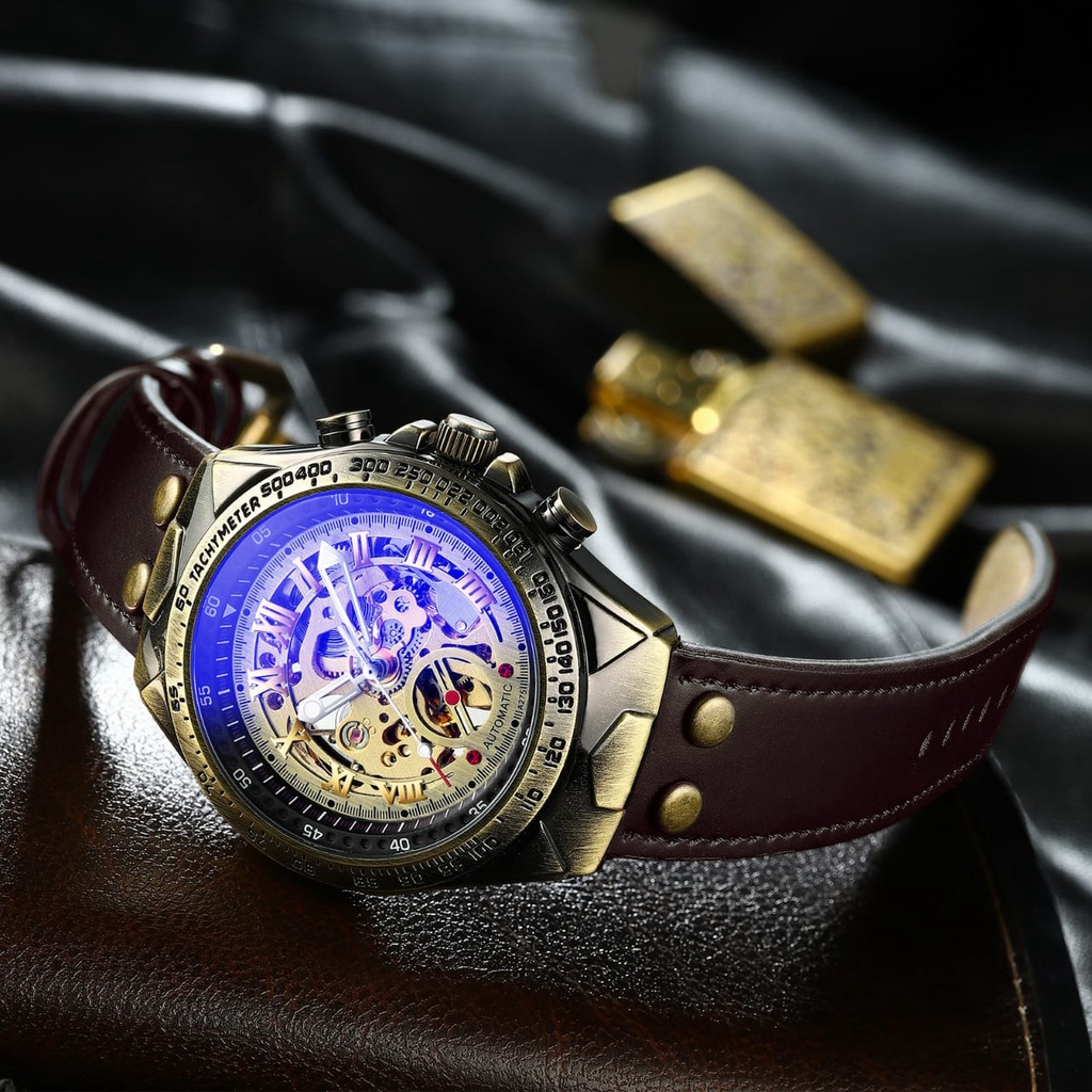 JAM TANGAN PREMIUM FNGEEN OTOMATIS ORIGINAL JAM060B7 ANTI AIR KULIT COKLAT MEKANIK CROATIA AUTOMATIC