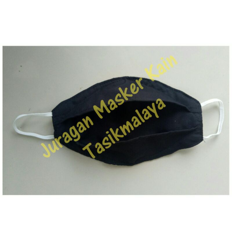 Masker Kain 3D EVO KPOP Katun Hitam Polos Dewasa 2 Lapis 2 Layer 2 Ply Earloop Motor Anti Debu