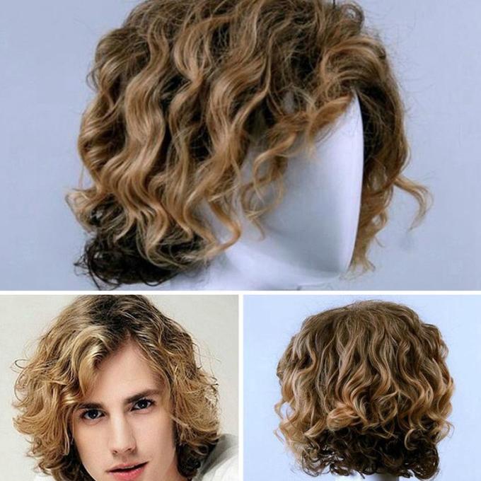 Ujiang Martian-id Wig / Rambut Palsu Pria Panjang Keriting Bahan ---Terbaru---