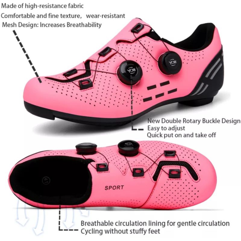 Sport Sepatu Multi Cleat Sepeda Roadbike MTB Sepatu Cleats BOA Cycling Shoes Sepatu Gowes Road bike Mountain Bike Pink