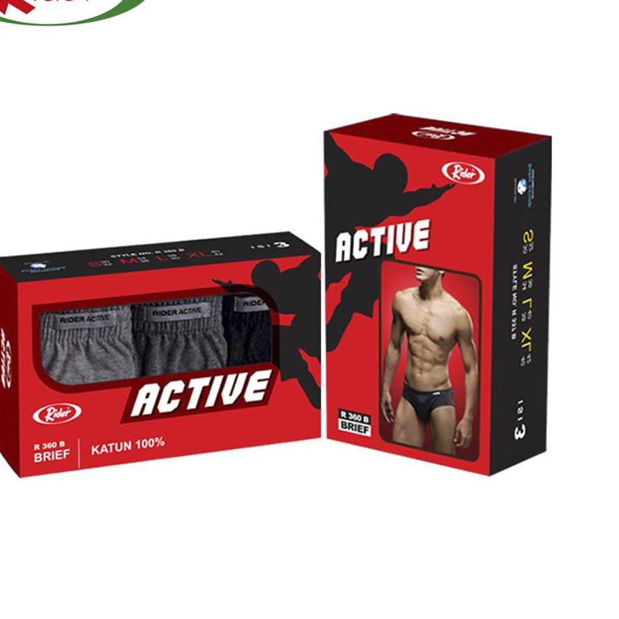 ♡ Celana Dalam Rider Active Brief Pria R360B Multi warna (3 Pcs in 1 Box) ♀