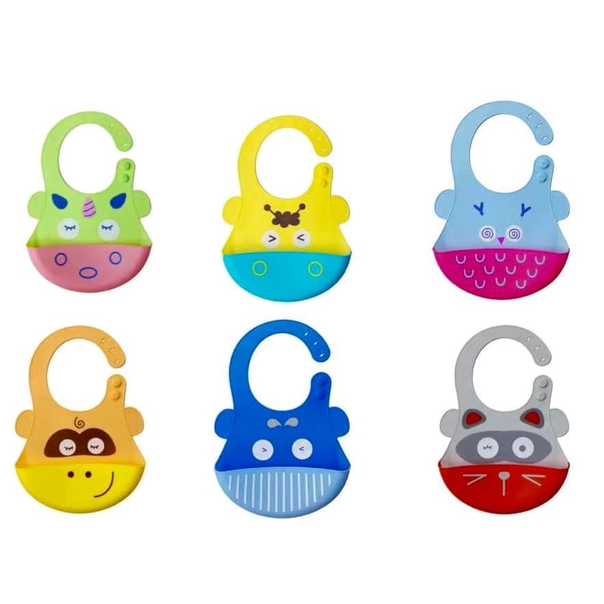 SLABER BABY BIB / Celemek Makan Bayi / Baby Bib Slaber / Bib Baby Burb Bahan Tebal Tatakan Iler Silicone silicon Motif