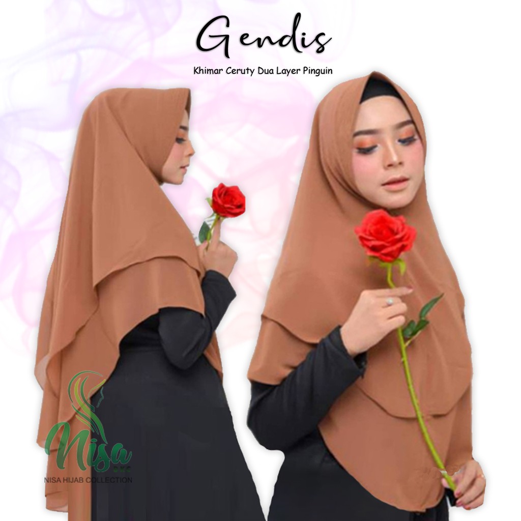 Khimar Ceruty Gendis Hijab Syari Dua Layer Bergo Jumbo Polos Tepi Jahit Minipet [Nisadkc]