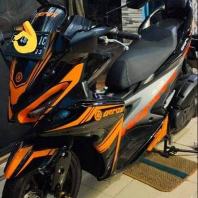 Paket Full Set Body Bodi Predator Yamaha Aerox Grafist Hitam Orange