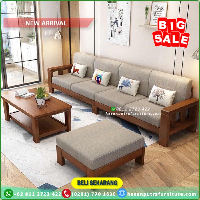 Kursi sofa tamu L kayu jati Furniture Jepara