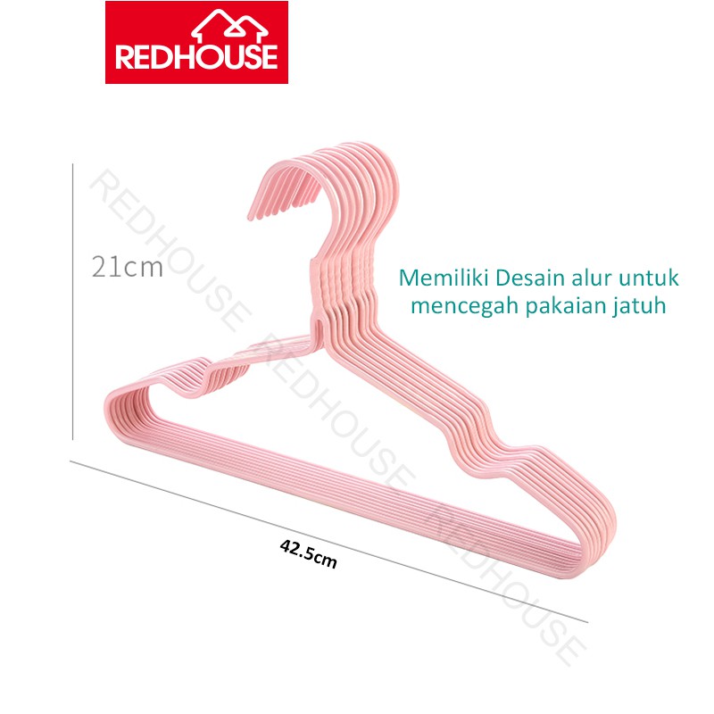 RED HOUSE Gantungan Baju / Hanger Kawat Lapis Plastik- Isi 10 Pcs RED HOUSE