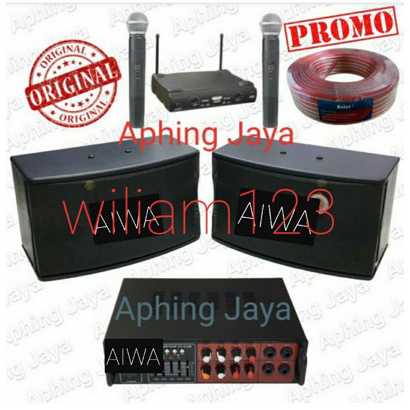 Paket Karaoke Sound System AIWA Microphone Wireless