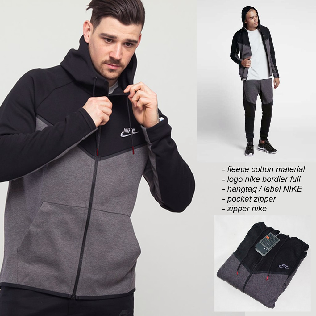 Jaket Nike V Tech Grey Black Grade ORIGINAL Pria Wanita