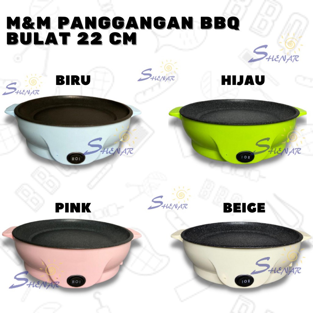 Panci Listrik Grill Pan Pemanggang Serbaguna Anti Lengket Bentuk Bulat Ukuran 25x23x8 Cm Daya 450 Watt