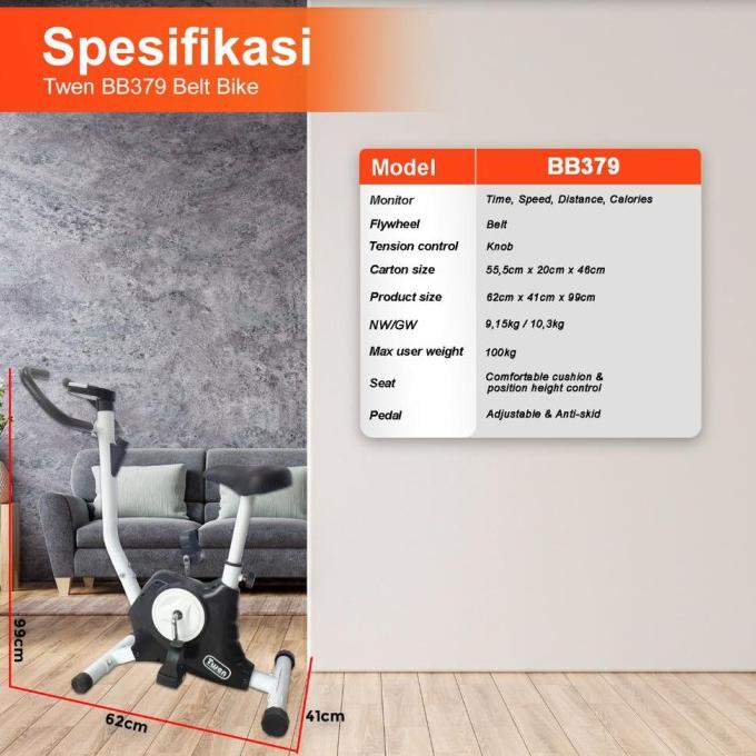 SEPEDA STATIS TWEN BB379 EXERCISE BIKE EXERCISE BELT BIKE SEPEDA XFB614265E