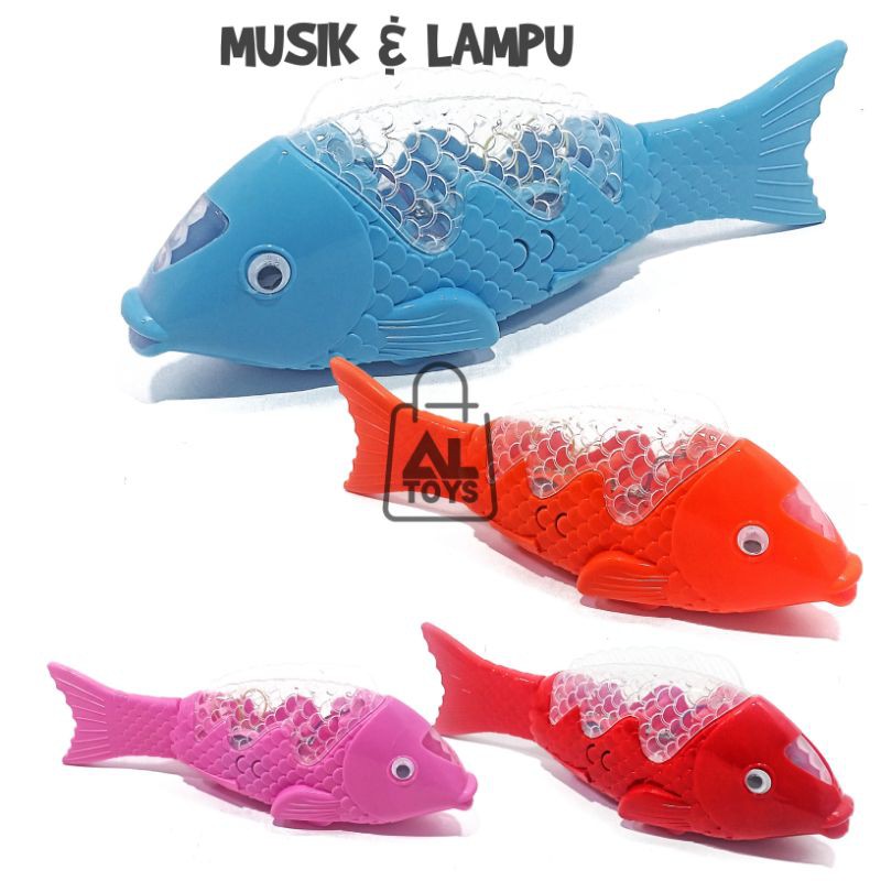 Mainan ikan ikanan batrai lampu dan musik MAINAN ANAK IKAN BATERAI BISA JALAN MUSIC LAMPU MAINAN ANAK MURAH