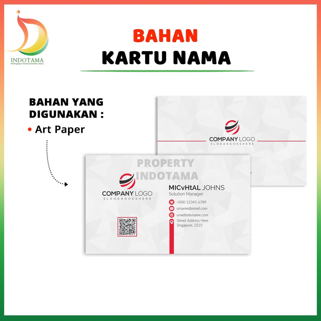 

Cetak Kartu Nama Custom Desain Ukuran 5,5 Cm x 9 Cm 1 Sisi / 2 Sisi
