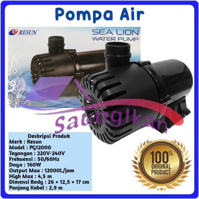 Pompa Air Celup Power Head Kolam Hidroponik RESUN SEA LION PG 12000