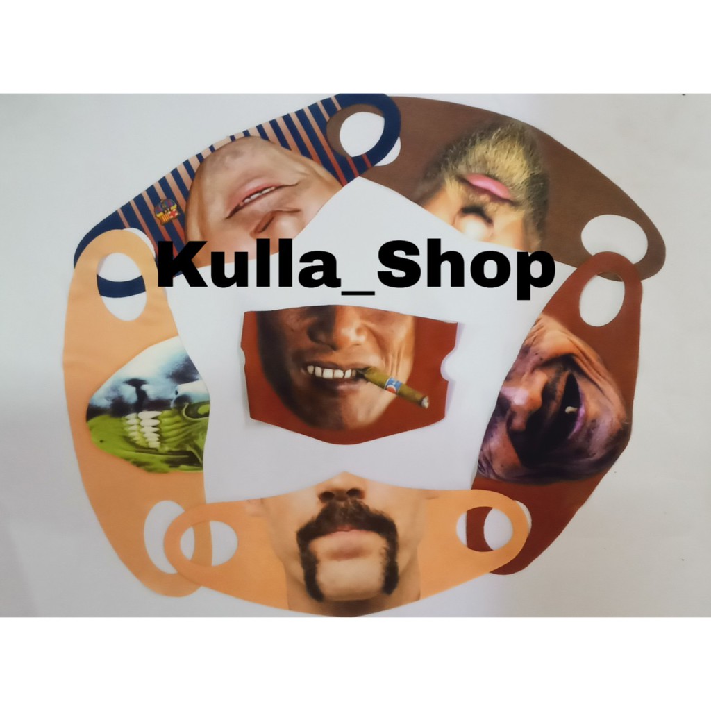 Masker scuba motif//karakter wajah laki-laki/masker scuba gimic untuk dewasa untuk dewasa per 12 pcs