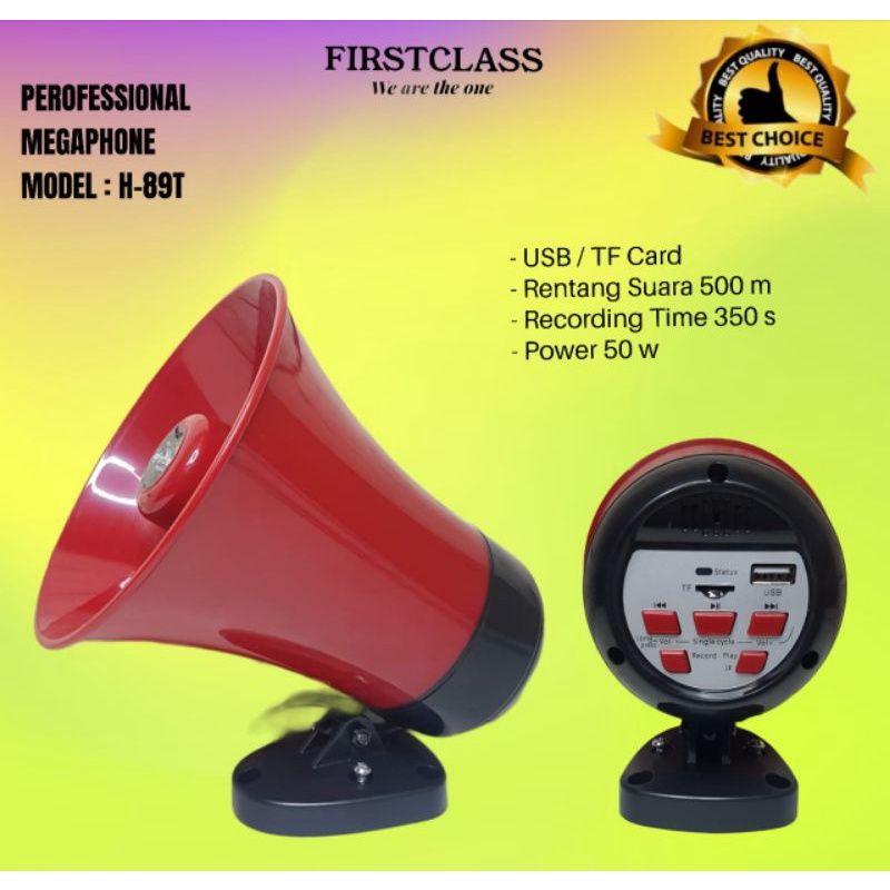 Speaker TOA  Megaphone sirine bisa rekam suara MP3 FirstClass H-89T