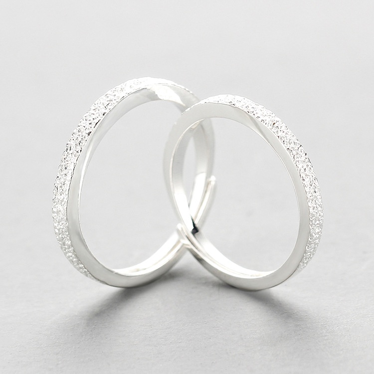 AZ252 Cincin Titanium 925 Silver Cincin Pasangan Buram Anti Karat