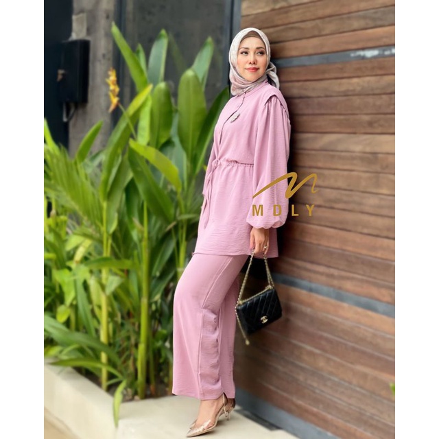 Baju setelan tunik wanita yura set original terbaru by MDLY