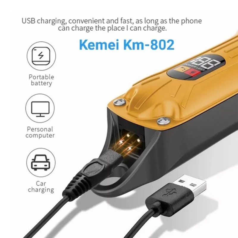 Kemei KM-802 Hair Clipper Taper Alat Cukur Rambut