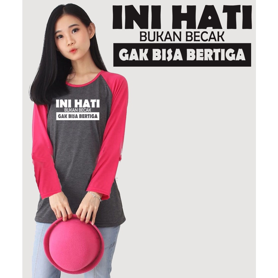 Kaos Raglan Abu Tua Lengan Panjang Gambar Hati Becak