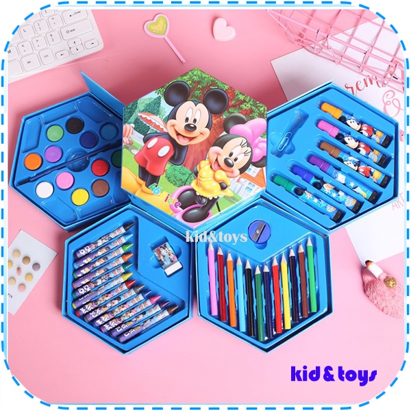 PENSIL WARNA 150 PCS ALAT TULIS SET CRAYON COLOURING SET 150 PCS ART SET ALAT GAMBAR/MEWARNAI-Biru Mouse