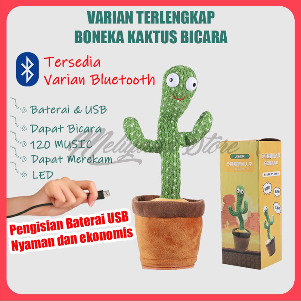 Dancing Cactus Boneka Kaktus Bicara Menari Lampu LED Musik