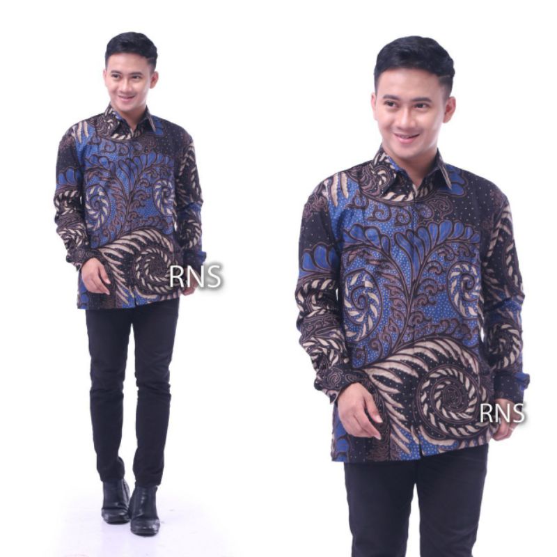 Batik couple keluarga baju batik couple keluarga sania ruffle ori ndoro jowi dnt VELVET NAVY-Kemeja